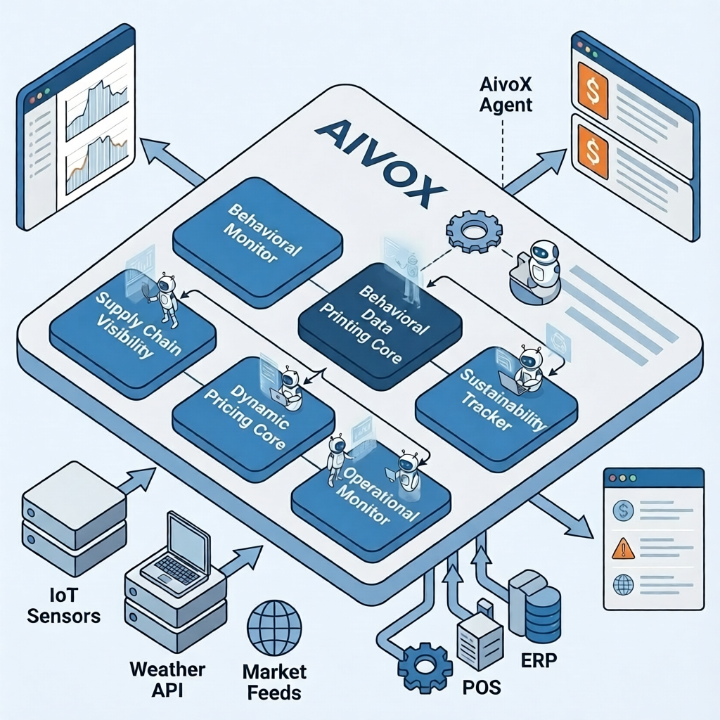 AIVOX platform integration diagram — how behavioral risk intelligence connects to your existing systems.